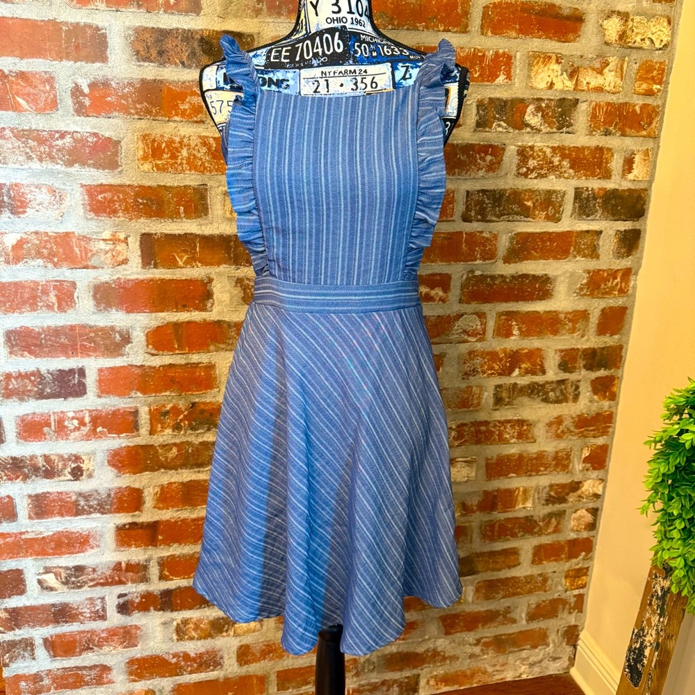 Altar'd State Blue Striped Denim Mini Dress